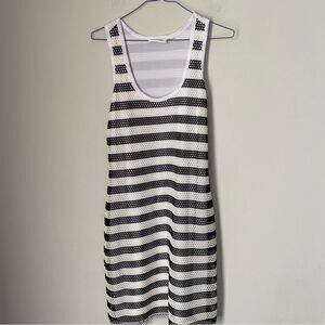 Calvin Klein Women’s Scoop Neck Mesh Striped Racer Back Mini Dress